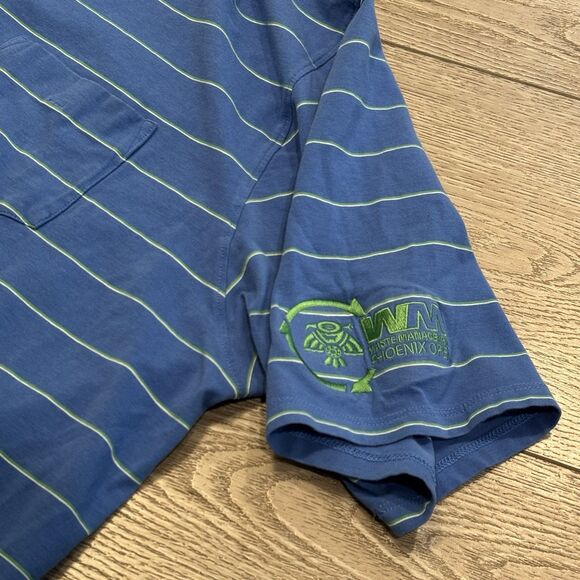 B Draddy Golf Polo Shirt Men’s XXL Blue Green Striped PGA Waste Management Open - Picture 3 of 7